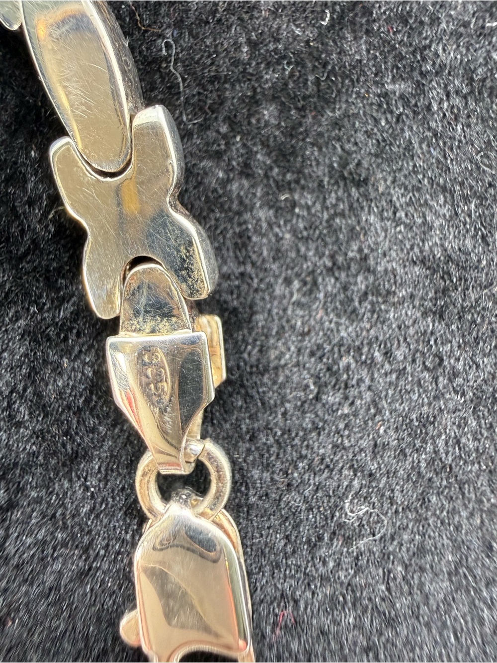 Italy 925 Sterling Silver Two Tone X Link Bracelet 6.75” - Picture 5 of 6